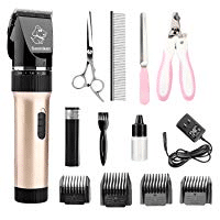 Sminiker Professional Low Noise Rechargeable Cordless Cat and Dog Clippers Kit